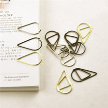 Load image into Gallery viewer, 12 pcs/pack 6 Colors Brief Style Waterdrop Shaped Metal Paper Clip Bookmark Stationery School Office Supply Escolar Papelaria